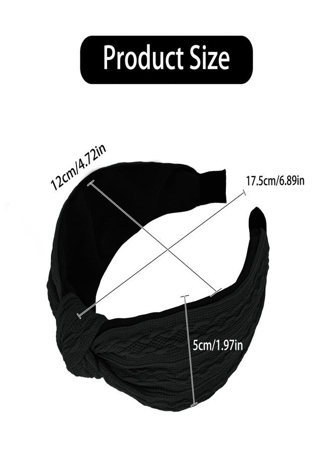 ACO-UINT Black Knotted Headband for Women Fashion Wide Headband Fabric Non Slip Hair Accessories for Women Girls - Image 2